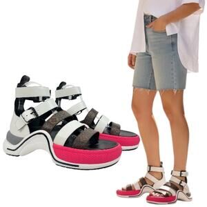 Louis Vuitton Archlight Leather Monogram Sandals White Pink Size 41